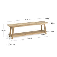 Tamika Teak Wood Ottoman Bench